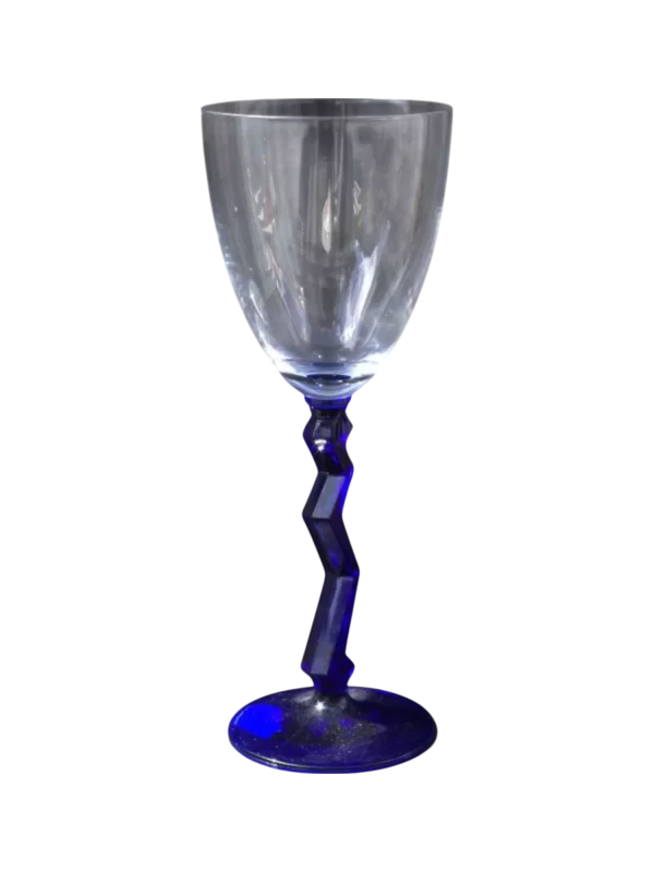 Copa pie azul zig zag vino blanzo